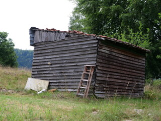 A wooden house in the east of France. the vosges department in summer 2020.