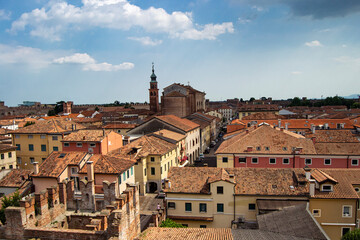 aereal view of the town of Cittadella, Italy. fortified town.