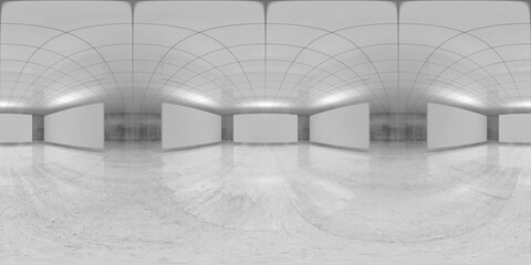 360 degree panorama, empty white hall, 3 d - obrazy, fototapety, plakaty