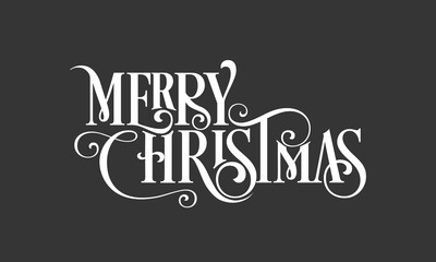 Merry Christmas beautiful lettering design isolated on black background.
