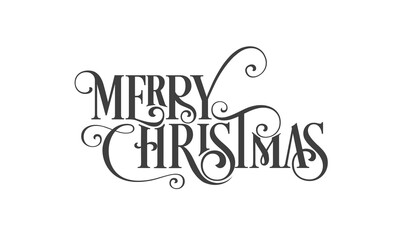Merry Christmas beautiful lettering design isolated on white background.