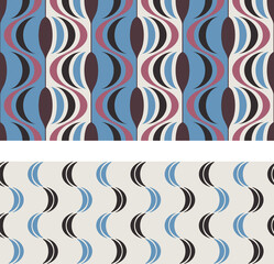 asian retro pattern set ivory blue pink