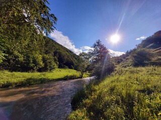 mountain landscape with river
