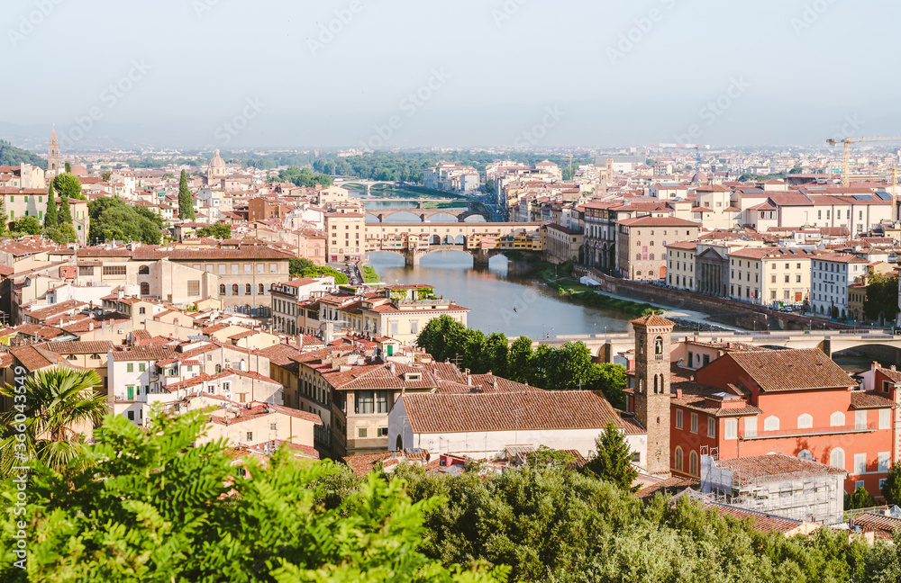 Wall mural Panorama of Florence Tuscany Italy with Ponte Vecchio