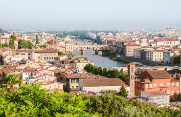 Fototapeta na wymiar Panorama of Florence Tuscany Italy with Ponte Vecchio