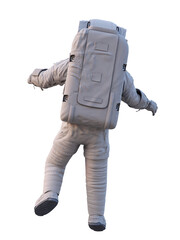 astronaut during spacewalk, isolated on white background, back view © dottedyeti