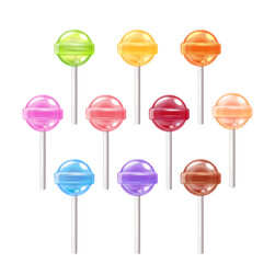 3d set of colorful lollipops