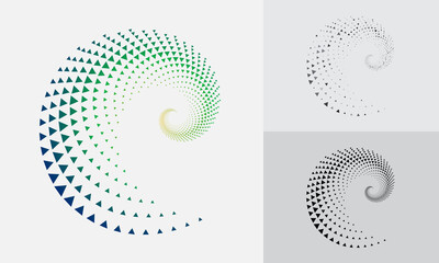 abstract halftone swirl pattern in differents color.
