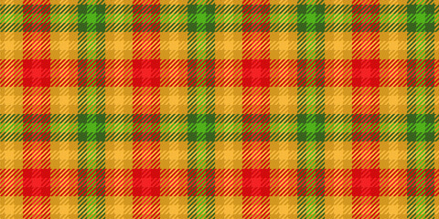 Scottish green red yellow tartan traditional clan ornament repeatable pattern, textile texture from plaid, tablecloths, shirts, clothes, dresses, bedding, blankets. editable vector illustration - 366044563