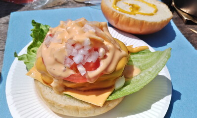 登山で作るハンバーガー