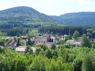 The small village of Luvigny lost in the Vosges forests. july 2020