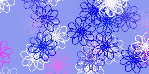 Light Pink, Blue vector natural artwork with flowers.