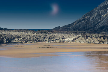 Portuguese beach in the light of the moon.