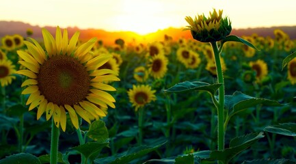 Sunset over the Sunflowers