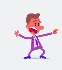 Shocked business man pointing in isolated vector illustration
