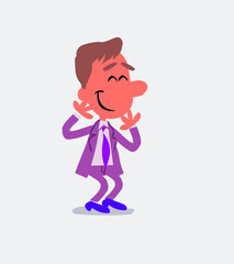Businessman smiling shyly in isolated vector illustration
