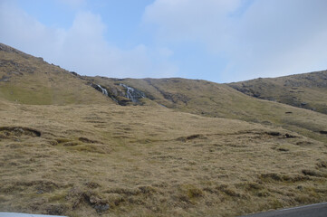 Amazing view in Faroe Islands (Denmark, Europe). Beautiful Panoramic Scene Of Nordic Islands