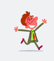 Fototapeta na wymiar Businessman running euphoric in isolated vector illustration 