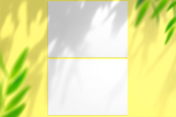Blank Landscape Poster on yellow top view