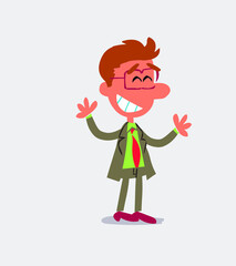 Very pleased businessman in isolated vector illustration
