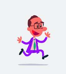 Businessman running happily in isolated vector illustration 