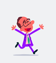 Businessman running euphoric in isolated vector illustration