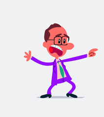 Shocked business man pointing in isolated vector illustration 