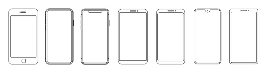 Outline graphic mobile phone. Vector illustration