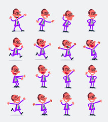 Cartoon character businessman in smart casual style. Set with different postures, attitudes and poses, doing different activities in isolated vector illustrations.
