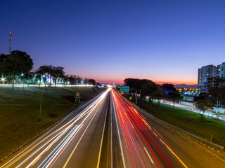 Taubaté, São Paulo, Brazil - July 19, 2020: vehicle traffic on the Presidente Dutra highway in...