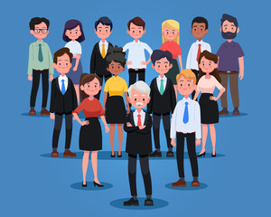 Obraz premium Group of business men and women, working people. Business team and teamwork concept. Flat design people characters.