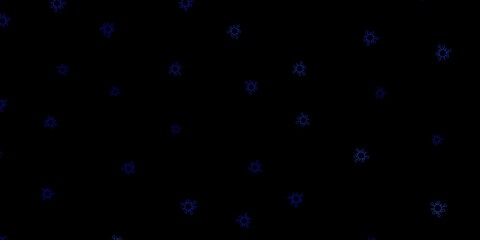 Fototapeta na wymiar Dark blue vector background with covid-19 symbols.