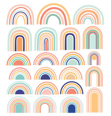 Pastel stylish trendy rainbows vector illustrations	