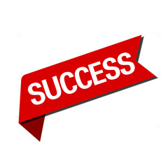 Red sticker with the words success