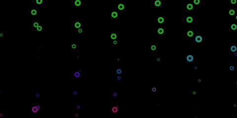 Dark multicolor vector pattern with coronavirus elements.