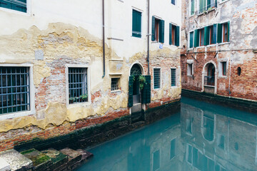 Fototapeta na wymiar City urban landscape. Venice background. Venice postcard. Singular houses.