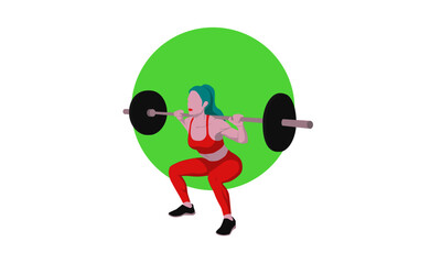 The woman is engaged in athletics. Illustration concept for a healthy lifestyle, strong body. Vector illustration in a flat style.