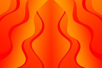 Burn. Fire. Flame. Abstract orange and red wavy background with curve lines.