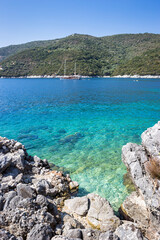 Mikros Gialos beach in Poros village, Lefkada island, Greece