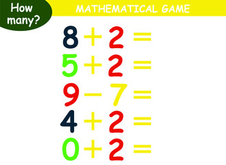 mathematical examples of addition and subtraction. educational page for children.