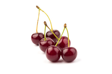 Сherry berries isolated on white background. With clipping path.