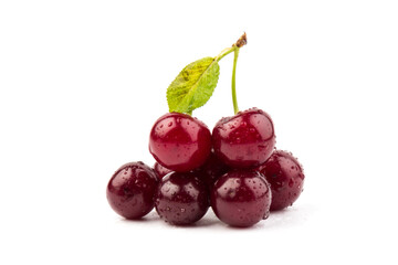 Сherry berries isolated on white background. With clipping path.