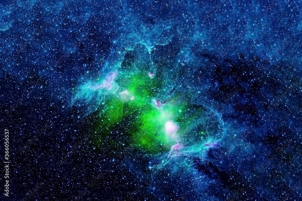 Wall mural a beautiful green galaxy in deep space. elements of this image were furnished by nasa.