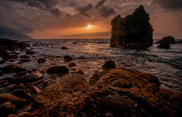 Sunset at natural pool