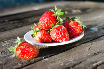 Red delicious strawberries for desserts and fresh juices in summer for ice cream