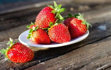 Red delicious strawberries for desserts and fresh juices in summer for ice cream