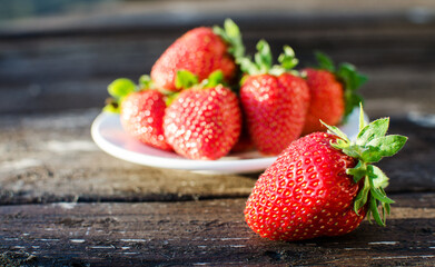 Red delicious strawberries for desserts and fresh juices in summer for ice cream