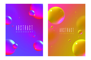 Realistic Abstract Poster with Fluid Shapes on Colorful Background