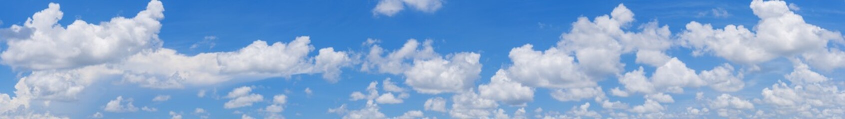 Naklejka na ściany i meble sky and White cloud: clear blue sky with plain white cloud with space for text background.panorama