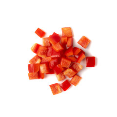 Chopped paprika or red sweet pepper cuts isolated
